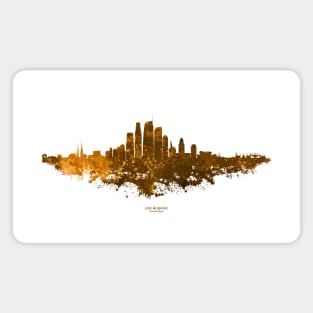 Los Angeles City Skyline - Watercolor Orange, Brown Magnet